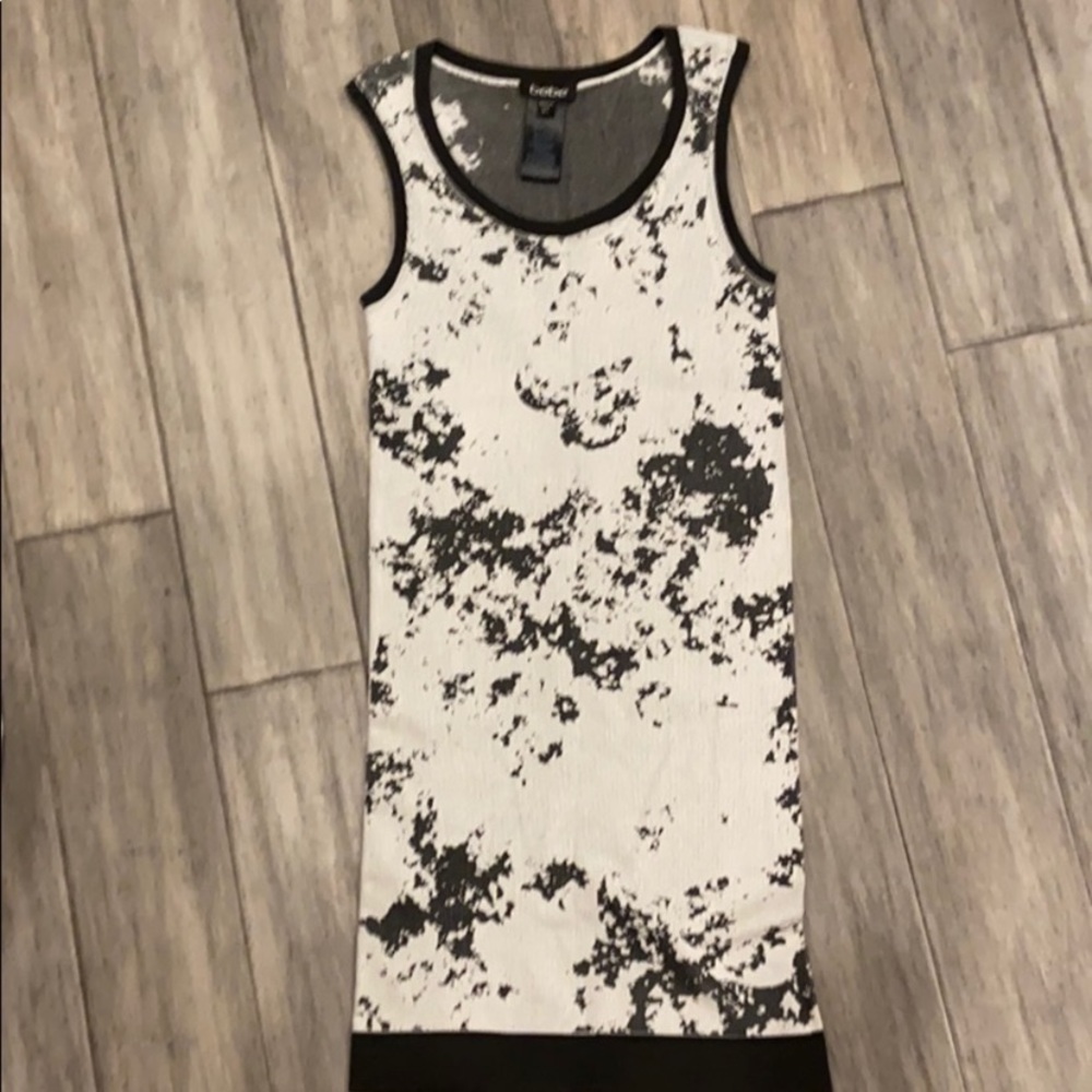 2011 or earlier! M/L stretch Bebe Dress-black/white, tight worn 1x